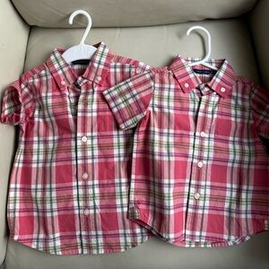 Matching NWT Janie and Jack Pink Plaid Button-Up Shirts